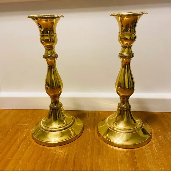 Andrea by Sadek Brass Candlesticks a Pair - Picture 14 of 15
